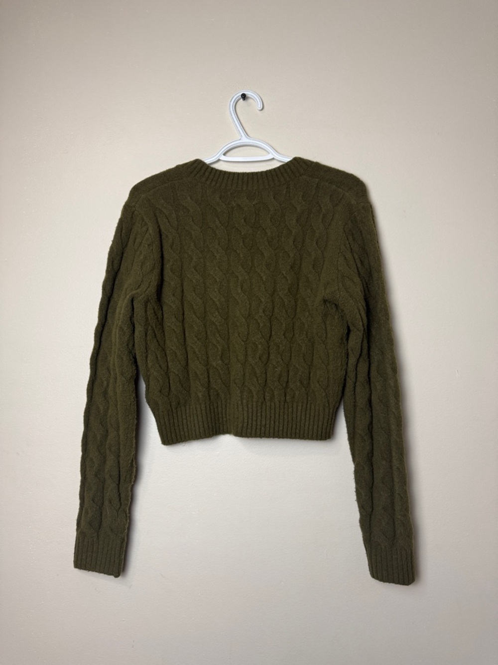 H&M Olive Green Cable Knit Cardigan & Skirt Set XS Matching Co-Ord Cozy Set - Picture 5 of 10